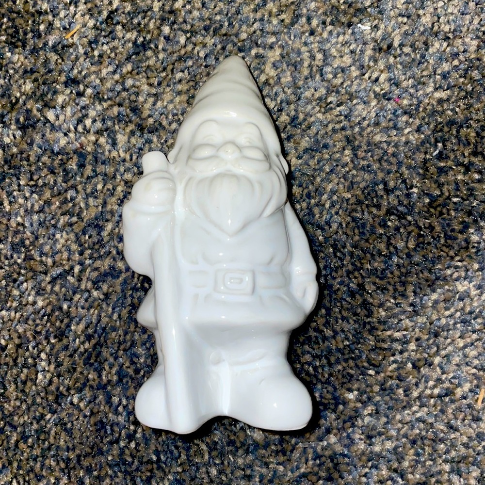 White Target Bullseye Ceramic Gnome New